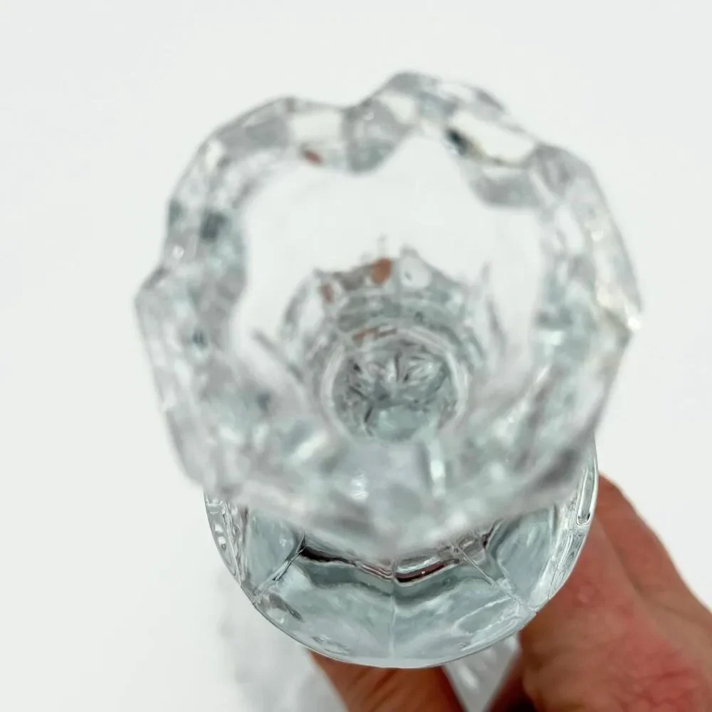 Pair of Queen’s Award Frosted Rose Crystal Candlesticks By L. Silver